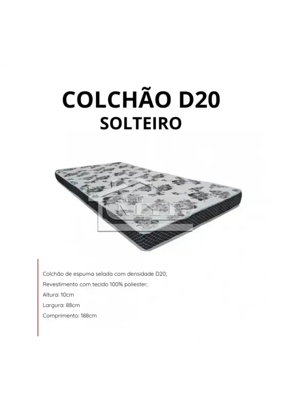 COLCHAO D20 SOLTEIRO 88X188X10ALT - BIOFLEX