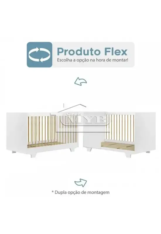 BERCO MINICAMA FLOCOS - TIGUS  (BRANCO/AMADEIRADO)