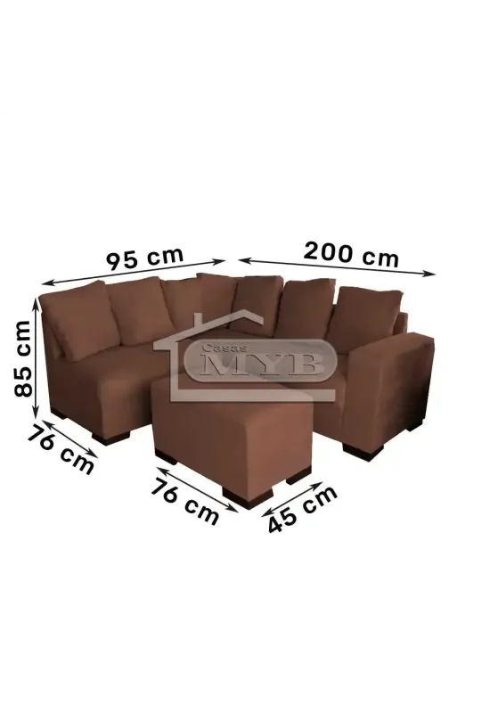 SOFA CANTO MILLA VELUDO C/PUFF (MARROM)