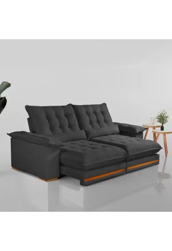 SOFA RETRATIL INSTAMBUL 2,50 PILOW  30CM PRETO TEC 408