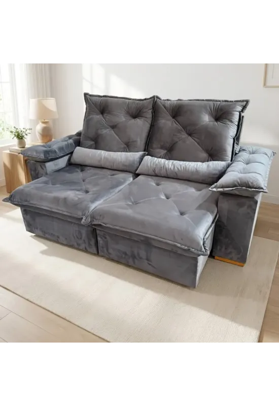 SOFA RETRATIL PORTO MADERO 2,00M (1045- CINZA GRAFITE)