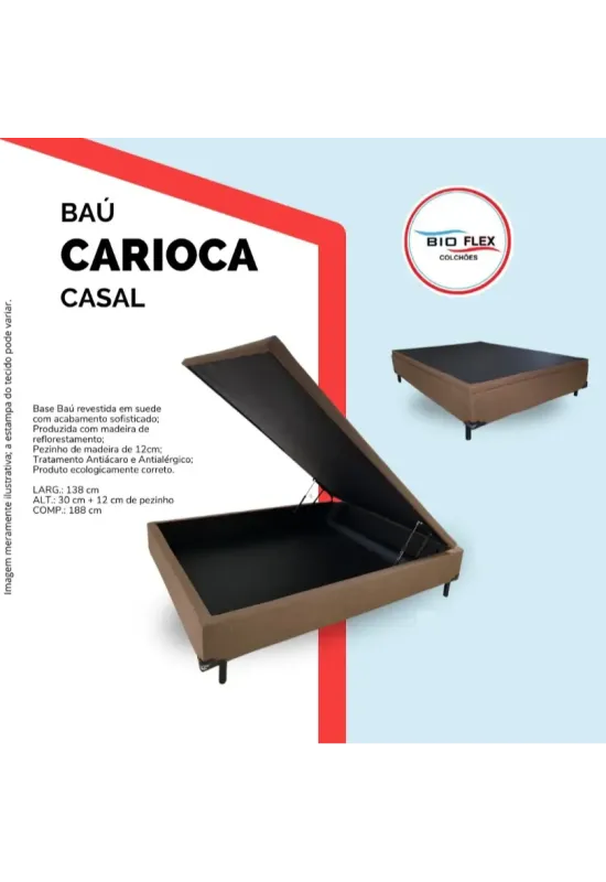 BASE BAU CARIOCA CASAL SUED - 138X188X38 - BIO (MARROM)