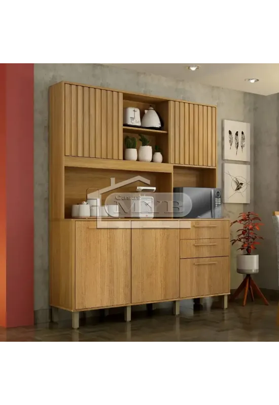 ARMARIO DE COZINHA DIAMANTE  5 Portas 2 Gavetas VALDEMOVEIS (CINAMOMO)