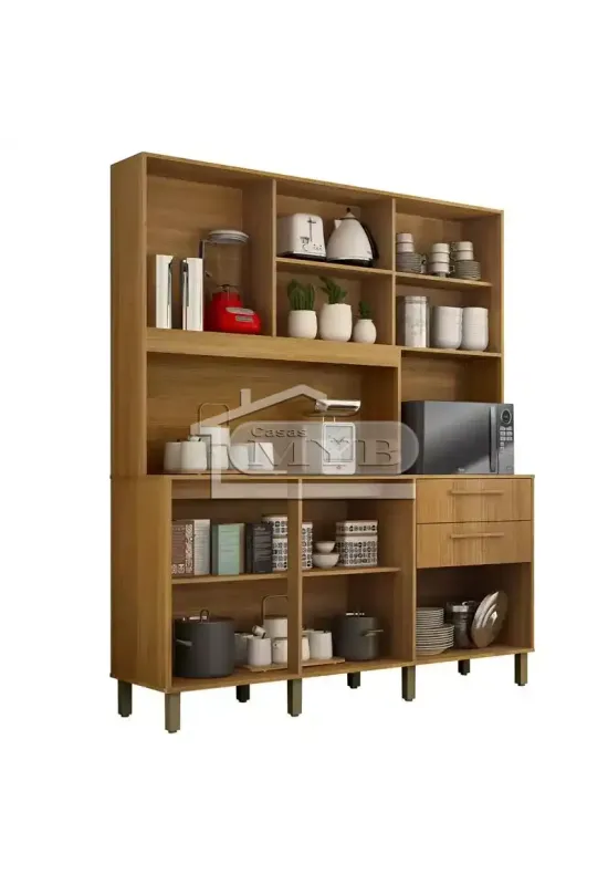 ARMARIO DE COZINHA DIAMANTE  5 Portas 2 Gavetas VALDEMOVEIS (CINAMOMO)