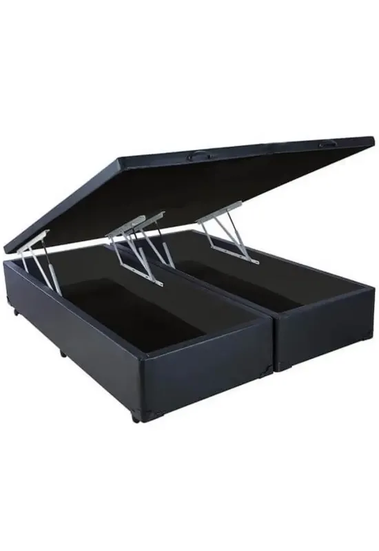 BASE BOX BAU PRIME  QUEEM - SUEDY PRETO C10 - 158X198X38 - S.E MOV