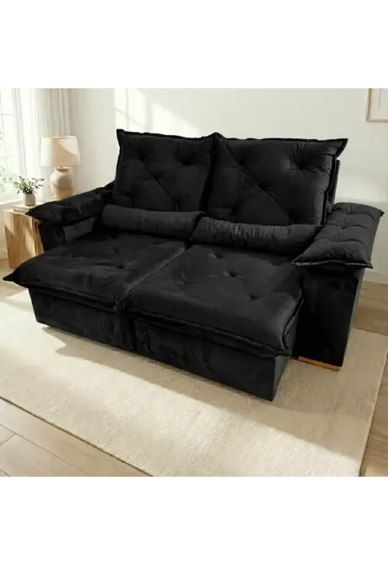 SOFA RETRATIL PORTO MADERO 2,00M (PRETO)